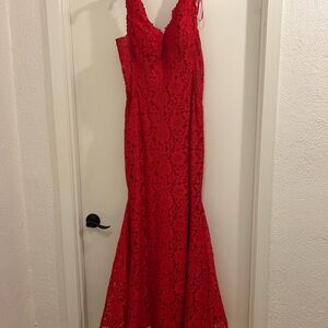 Elegant Red Lace Dress